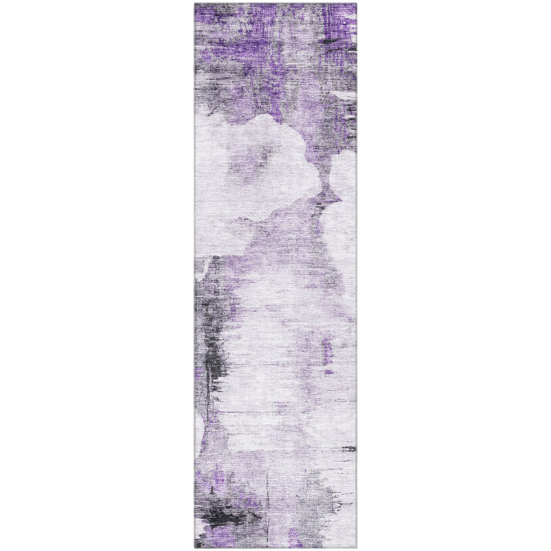 Premium Machine Washable Prisco Purple Rug, Runner 2'3" x 7'6"