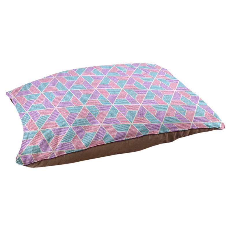 Coussin pour chien Byrge Trapezoids, Très grand (l 50 po x P 40 po x H 42 po), Turquoise / mauve / rose