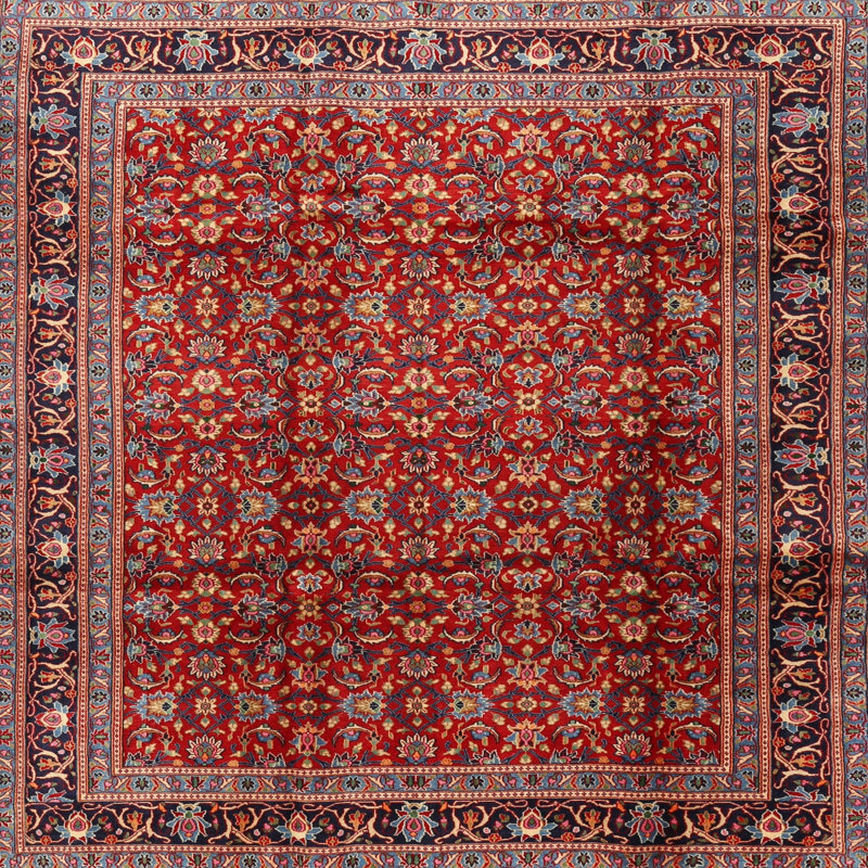 Tapis de style oriental rouge, Rond 5 pi