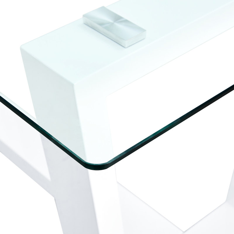 Elegant Rectangular Glass Dining Table With White , Adding A Classy Touch To Your Space Stylish 0.4" Tempered Top And Bracket For Chic Look
