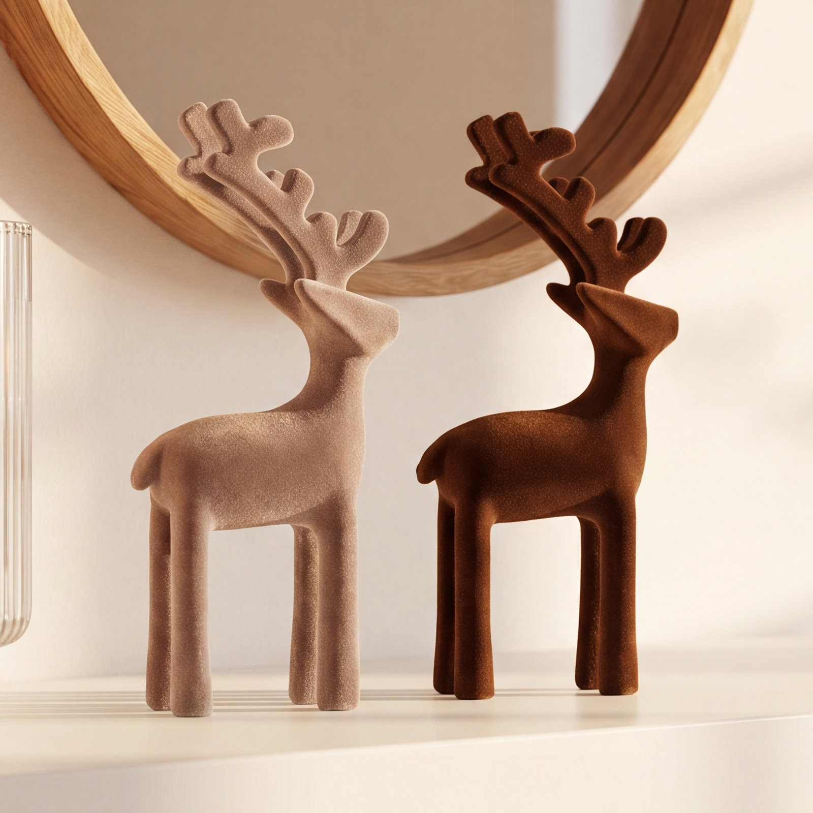 Flocked Reindeer Holiday Figurine