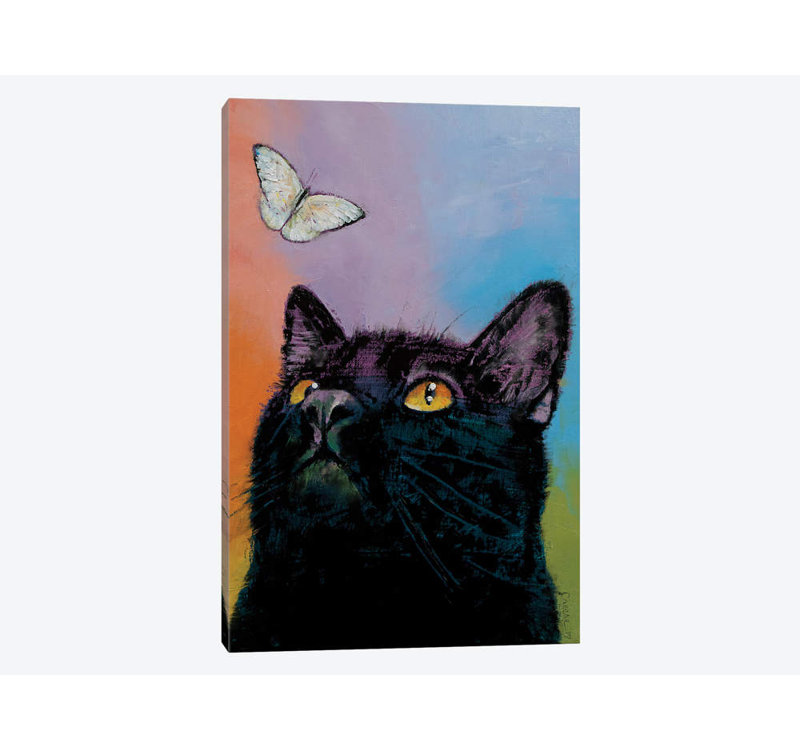 « black cat papillon », impression sur toile, H 18 po x l 12 po x P 1,5 po