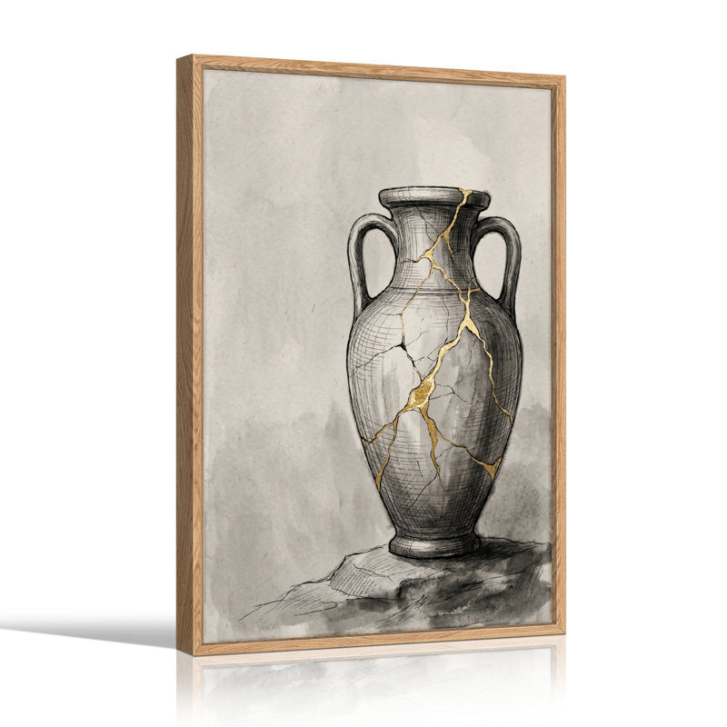 «Cracked Vase», reproduction d'art sur toile, ensemble de 1, H 36 po x l 24 po, Natural