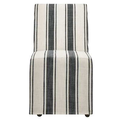 Tessera Striped Slipcovered Dining Side Chair In Black Stripe