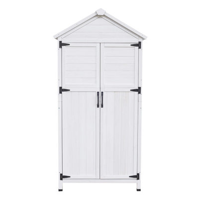 Storage Shed with Double Doors (White)