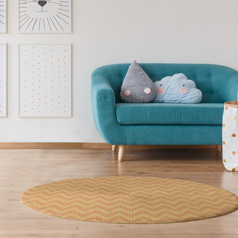 Chenille Chevron Indoor Rug, Round 5'