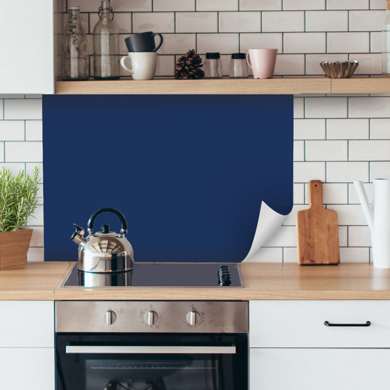 Garrick 60cm W x 120cm L PVC Peel and Stick Panel, Dark Blue