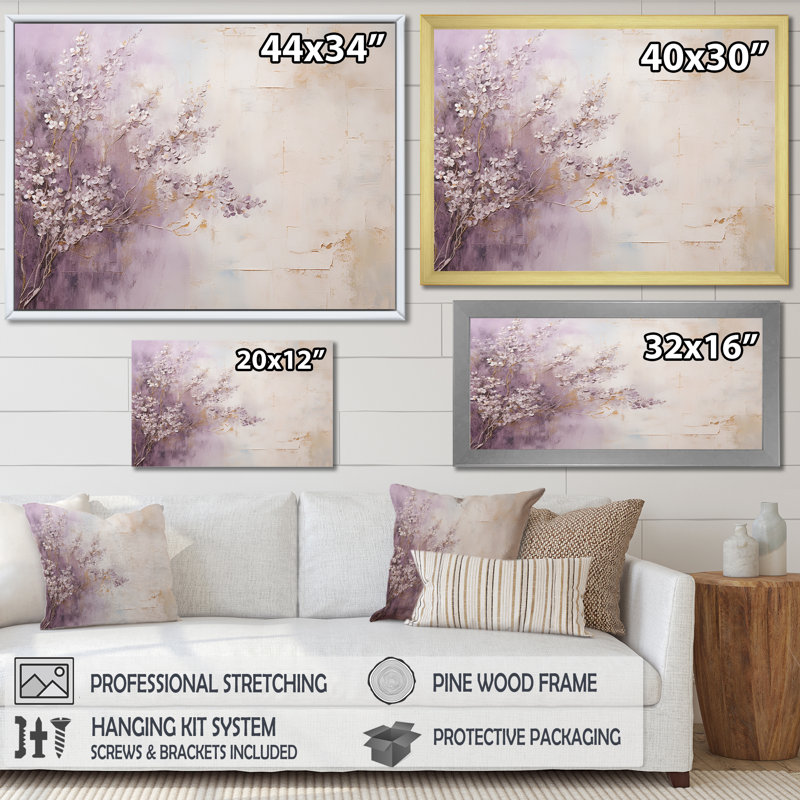 «Blooming Lilac Melody II - Lilacs», art mural sur toile, Toile tendue, H 16 po x l 32 po x P 1 po