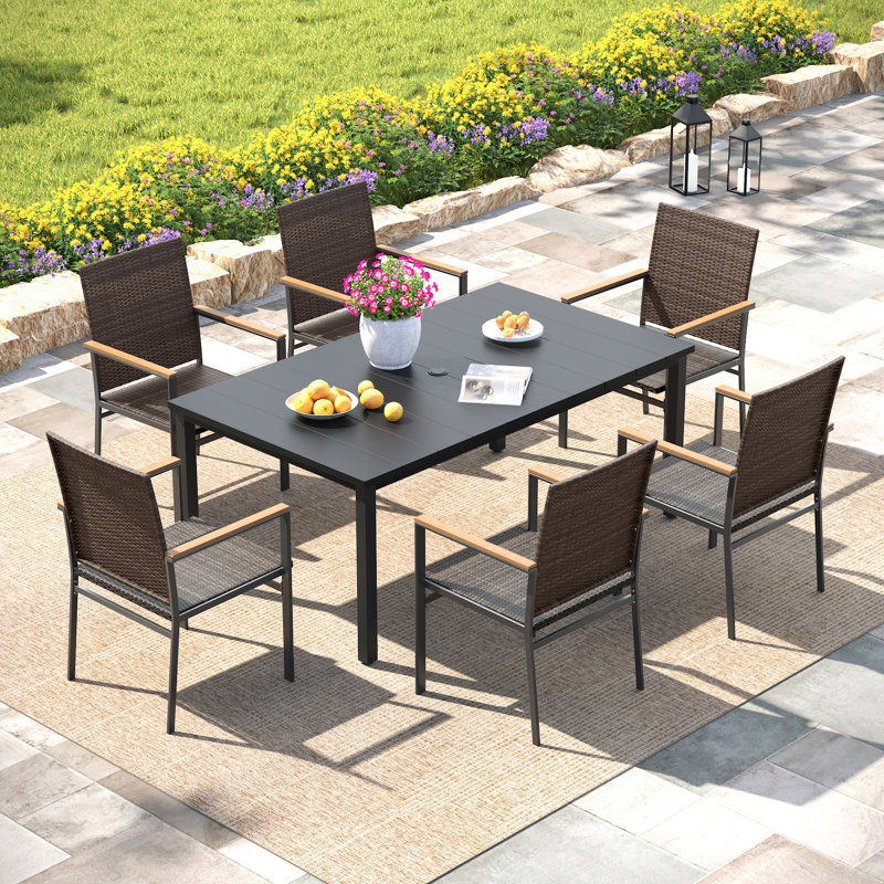 patio dining set, Noir / Noir