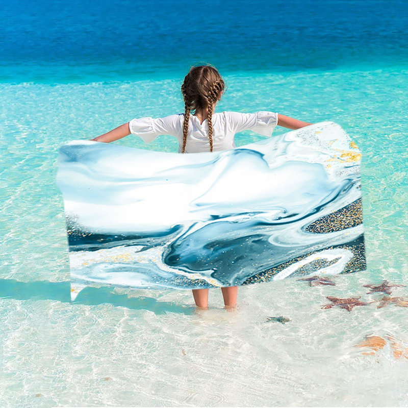 Large Rectangle Flowing Series Fiber Beach Towel, Soft Absorbent Bath Towel For Home And Outdoor, 29.5x59in Color A, A