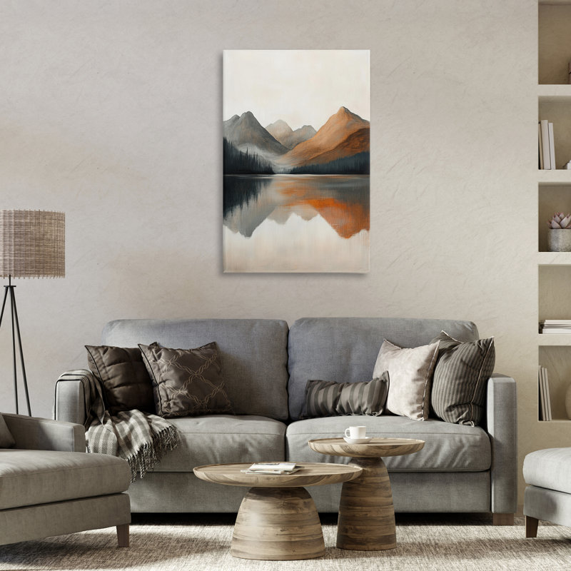 «Terracotta Reflection Abstract Landscape Canvas», conception par Petal Prints Design, H 36 po x l 24 po
