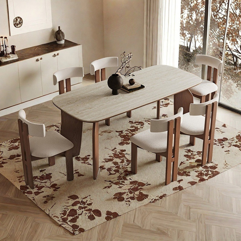 Vintage high-end rectangular dining table set, 29.5"H x 63"L x 31.5"W