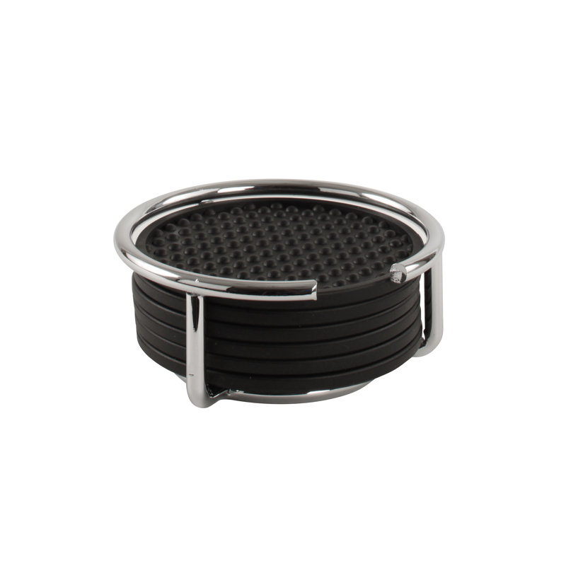 Ensemble sous-verre avec support 7 pièces Flex, Chrome