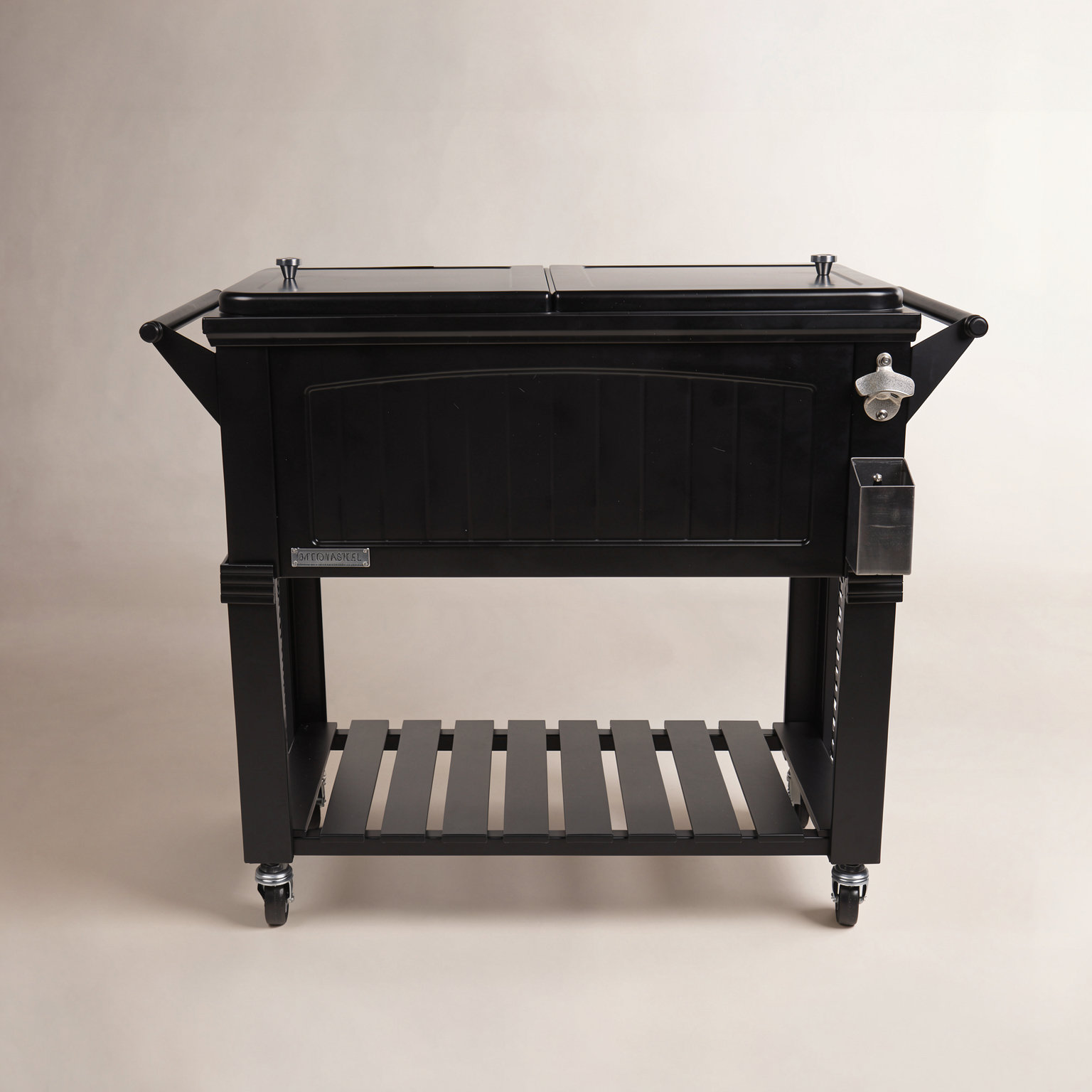 Permasteel Rolling Cooler, Black, With Divider