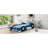 Blue Twin Race Car Platform Bed With Wheels - Structure For Long-Term Use Functional Design-690211004