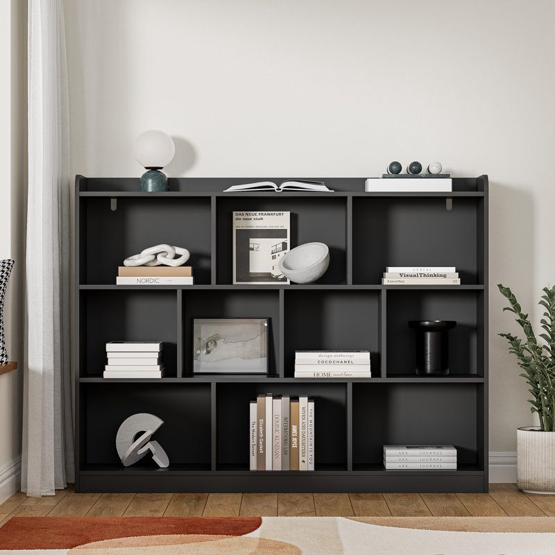 Ebern Designs White Cube Bookshelf, Wood Bookcase With 3 Tier Open Shelves, 10-cube Minimalist Storage Shelf For Living Room, 43.3" W X 35.4" H