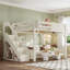 Lit mezzanine en bois pleine grandeur avec garde-robe intégrée et tablettes de rangement Escaliers pleine grandeur sans sommier - beige-2071252315-2071252326