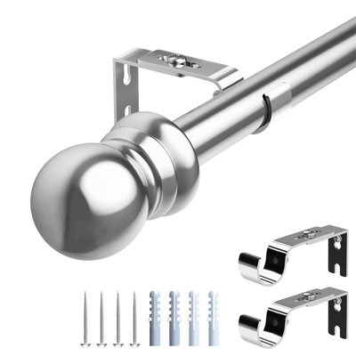 Tod Silver Stainless Steel Adjustable Single Curtain Pole