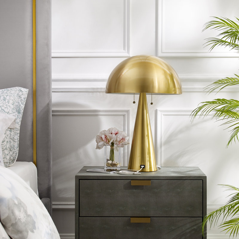 Lampe de table USB en métal Union, Brun
