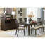 Mobilier de salle à manger à finition classique brun foncé avec banc 1 pièce en tissu beige