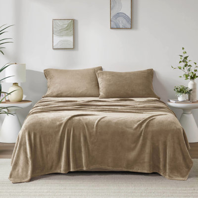 3 Piece Twin Sheet In Taupe Hue - 100% , Ultra Soft With A Luxurious Touch, Includes Flat, Fitted Sheets And Pillowcase, Fits Up To 16" Mattresses, For Cozy Bedding Experience, Brushed Both Sides,