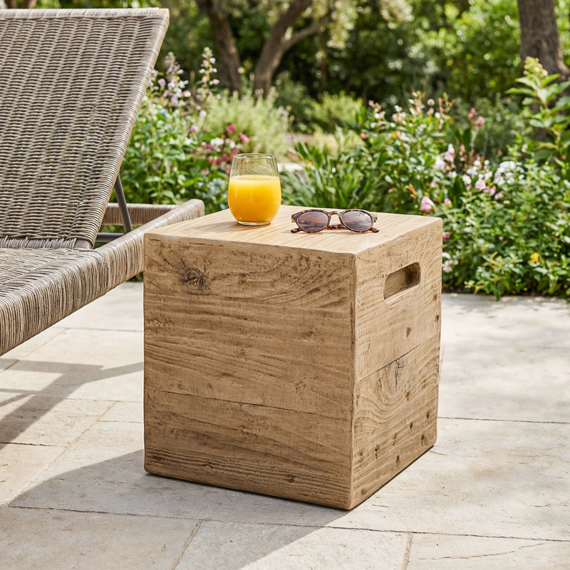 Table d'appoint carrée 16,5 po, chêne clair, 2, Naturel