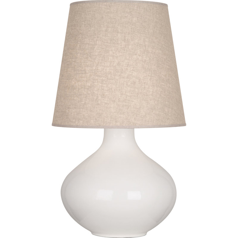 June Ceramic Table Lamp, Buff Linen, Lily