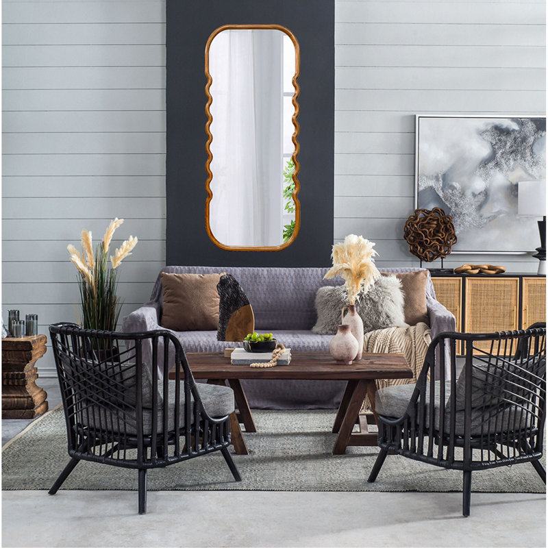 Miroir surdimensionné en bois 31,4 x 1,4 x 74 po avec cadre brun unique