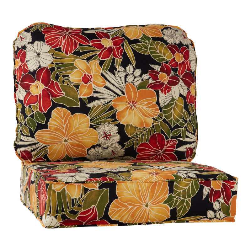 Outdoor 2-Piece Deep Seat Cushion Set, Aloha Black