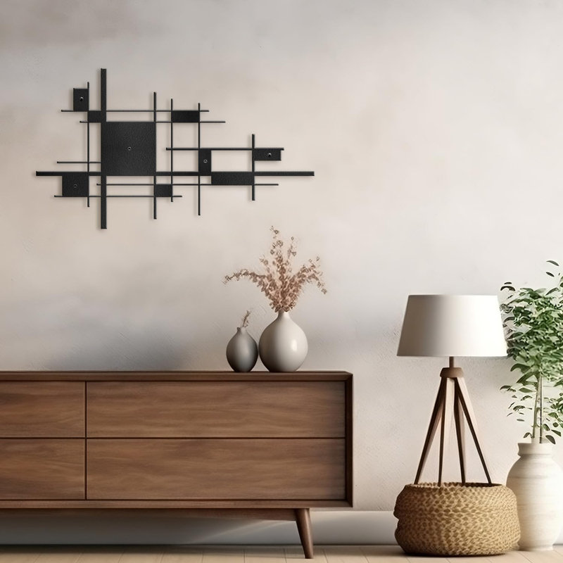 Wall Decor Metal, 12" H x 24" W x 0.05" D, Black