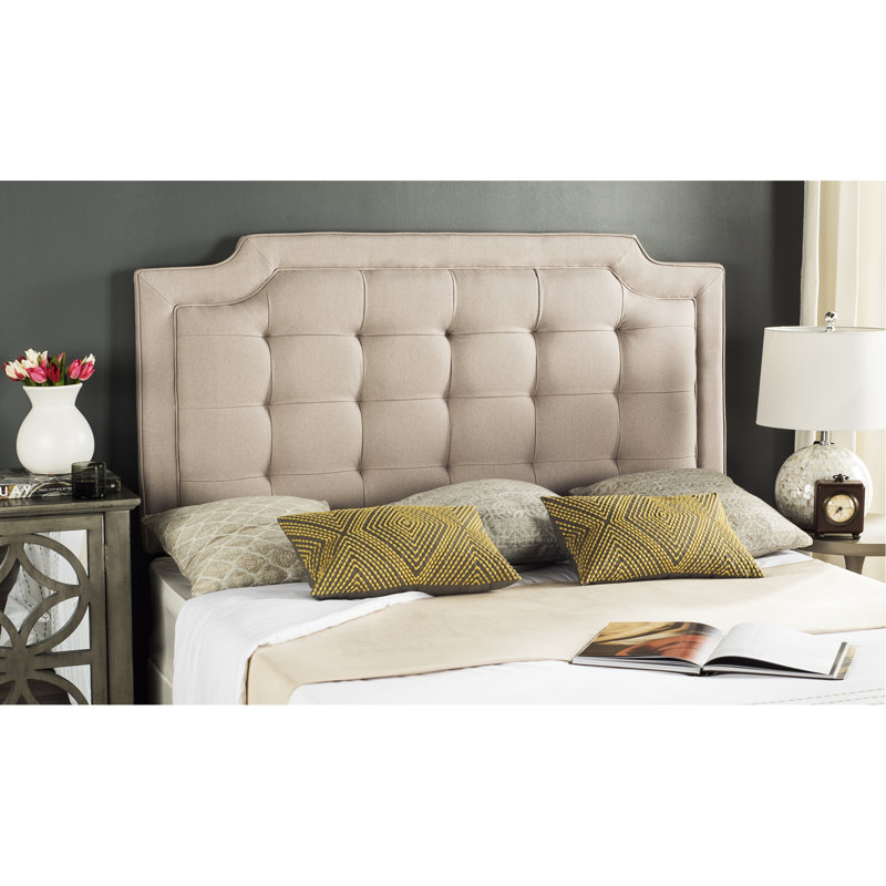 Tête de lit en tissu d'ameublement Findlay, Lin taupe, Grand