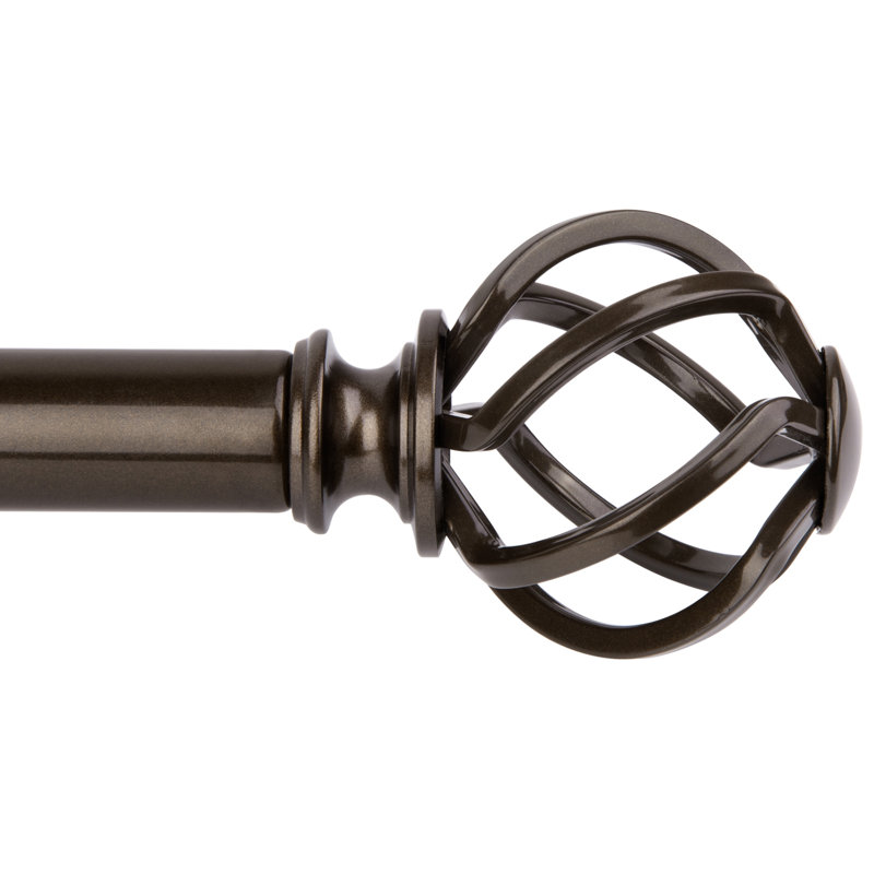 Aref Steel Adjustable 1'' Single Curtain Rod, Bronze, 32"-48"