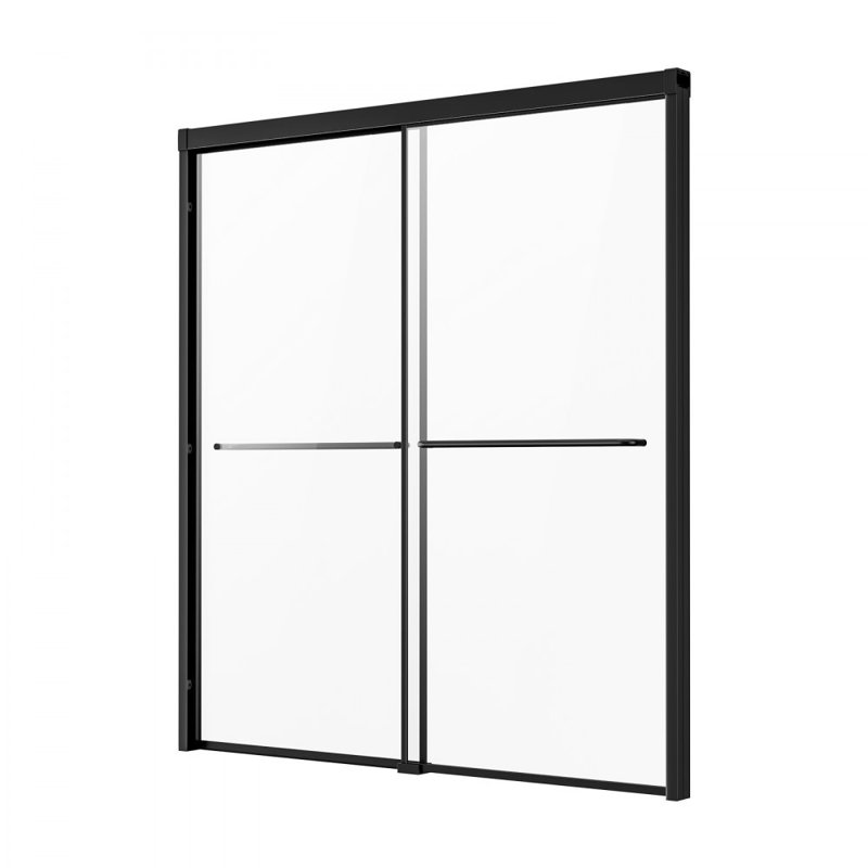 Bathtub Shower Door 50-60 in. W x 60 in. H Semi-Frameless Bypass Tub Door Black