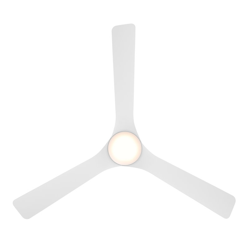 Gage Matte White 3-Blade LED Smart Ceiling Fan With 2700K-3000K-4000K-5000K Selectable LED Light Kit and Remote Control Included, Works With Alexa and iOS or Android App