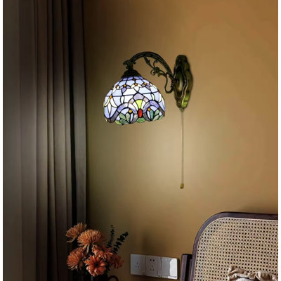 Magnifique applique murale style vitrail en mosaïque de style Tiffany