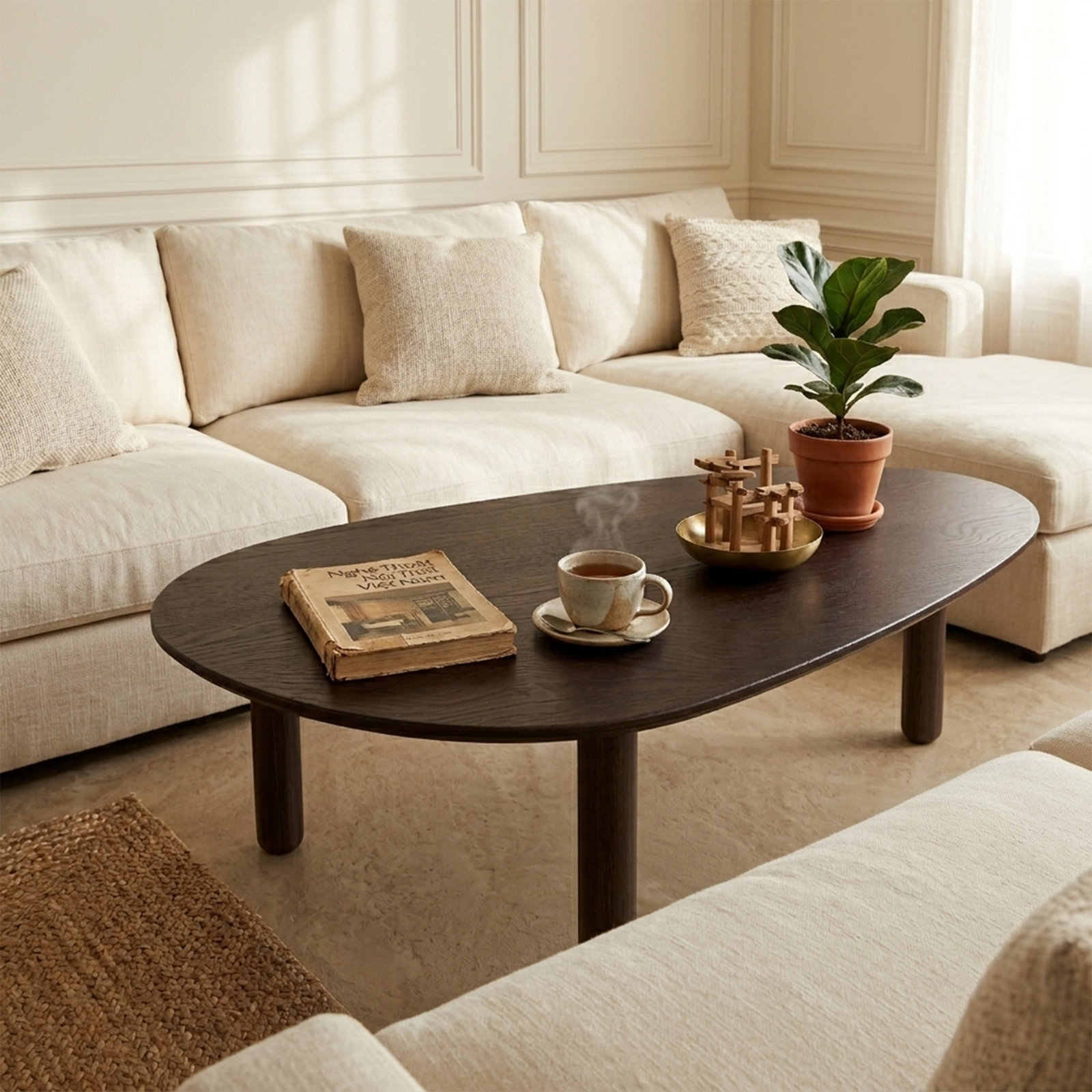 22" Oak Coffee Table, Dark Espresso