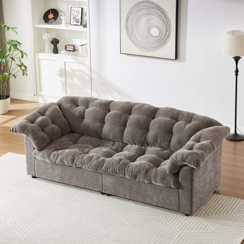 Canapé rembourré moelleux 94,8 po, Gris