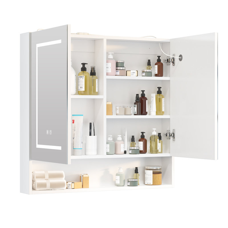 Pharmacie à DEL avec miroir et désembueur (murale), armoire de rangement