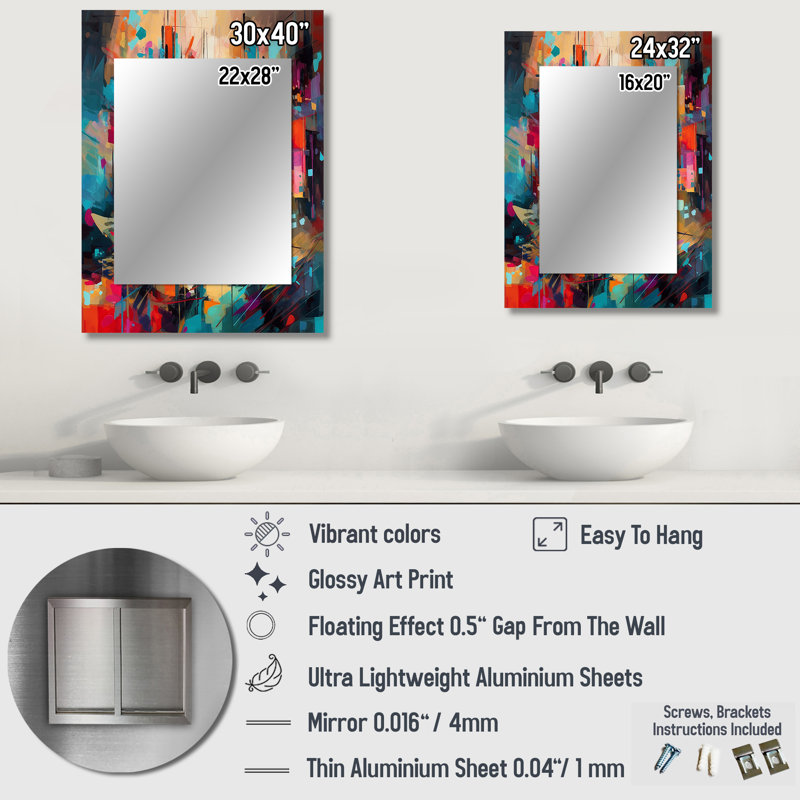 Exploring Abstracted Tranquillity II - Abstract Decorative Mirror On Metal, 32" x 24"