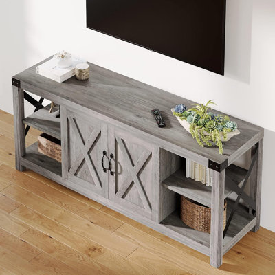Meuble télé pour téléviseur de 65 po, meuble télé 60 po avec rangement, console de télévision avec tablettes, portes, meuble télé moderne pour le salon, la chambre à coucher