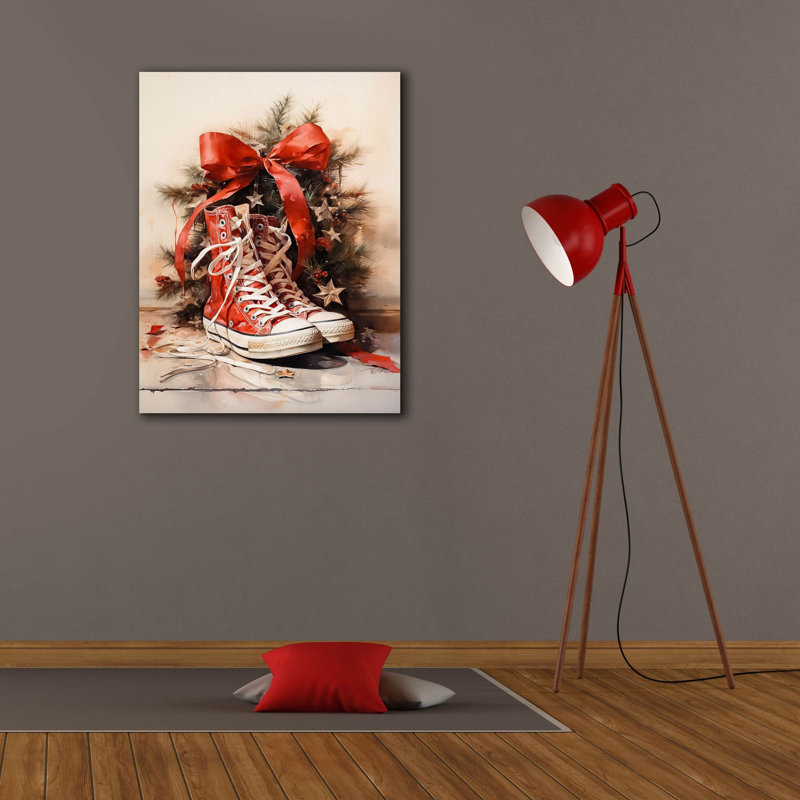 Toile épique Graffiti «Christmas Présent Red Shoes» par Momart, 12 po x 16 po, H 34 po x l 26 po x P 1,5 po