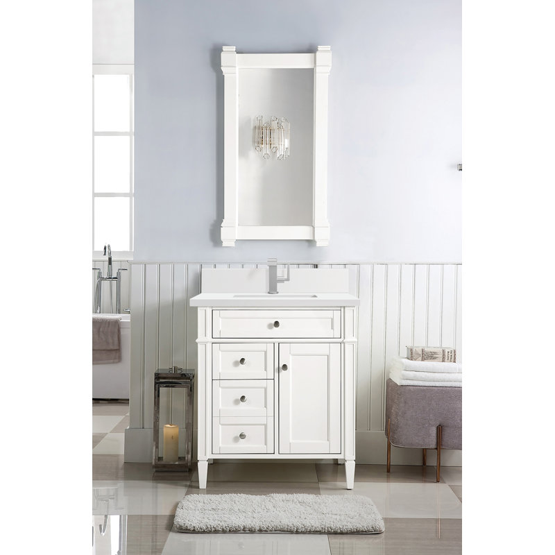 Brittany Beveled Framed Mirror, 39.25" x 22", Bright White