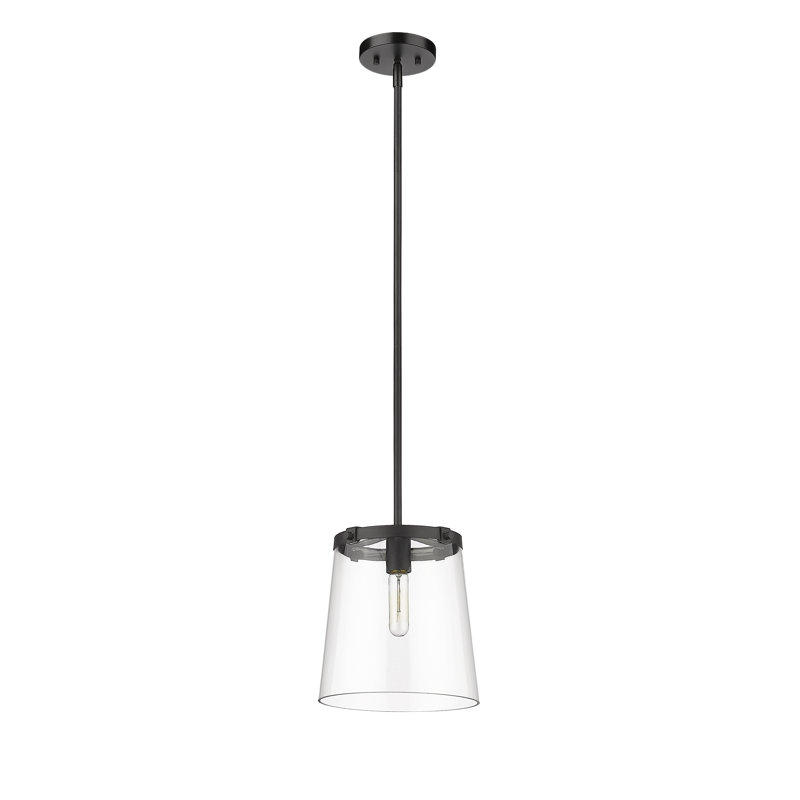 Luminaire suspendu cylindrique à 1 lumière Seden, Noir mat, H 93 po x l 10 po x P 10 po