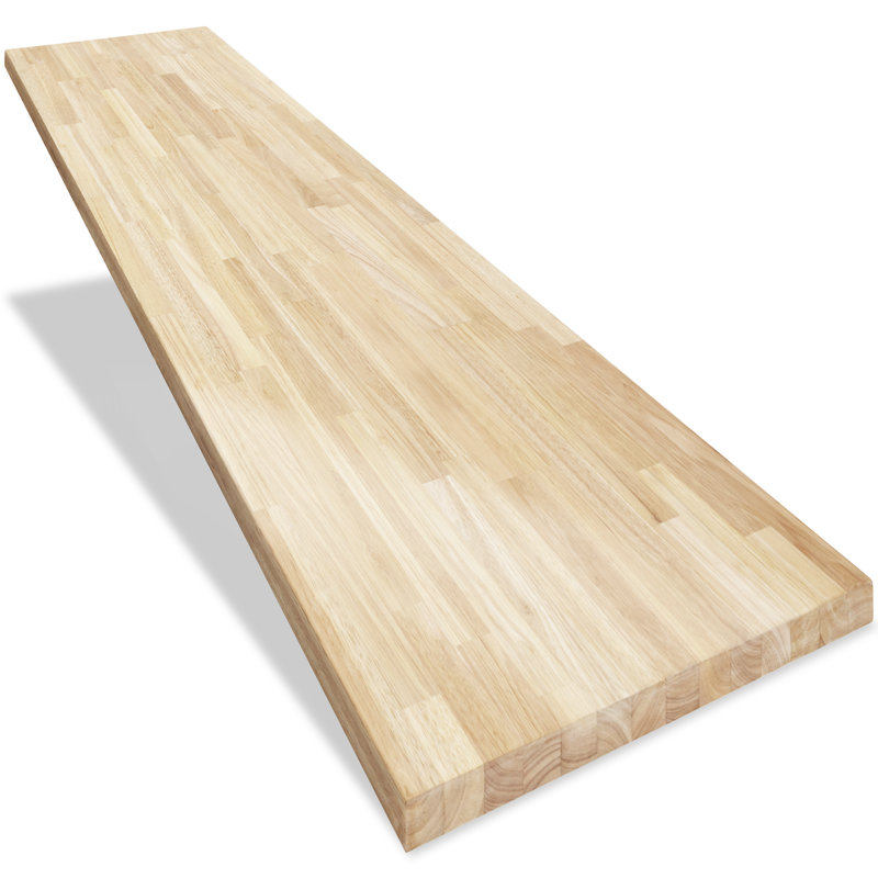 Biserka Unfinished Hevea Solid Wood Butcher Block Countertop for DIY Kitchen Countertop, Desk Top, Workbench