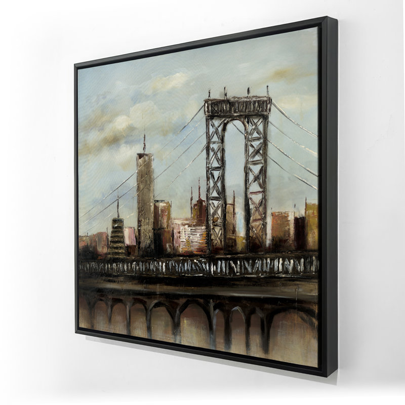 City Bridge by a Cloudy Day - Toile encadrée Home Decor