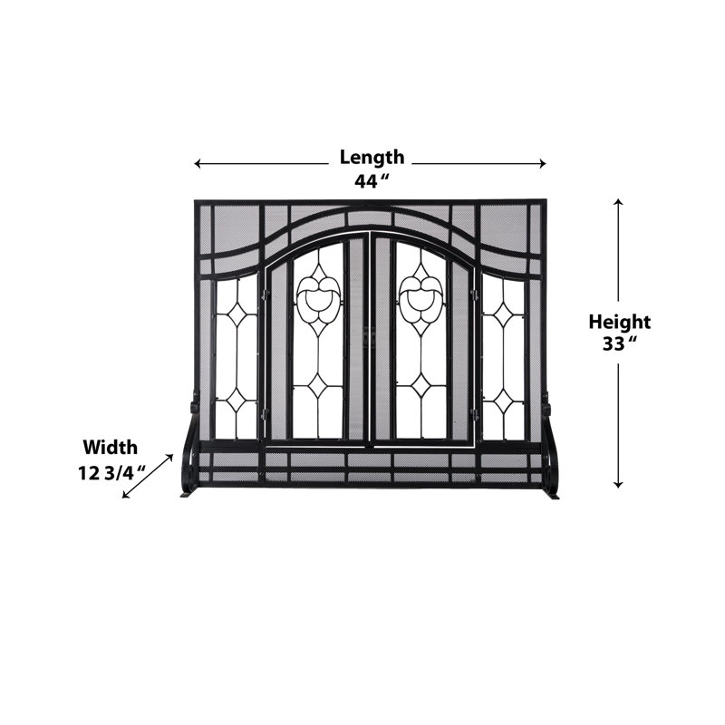2-Door Single Panel Steel Fireplace Screen