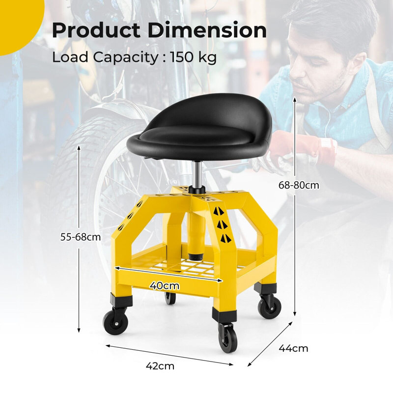Adjustable Height Stool, Yellow