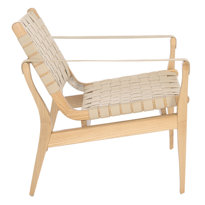 Armchair, White Genuine Leather, Natural