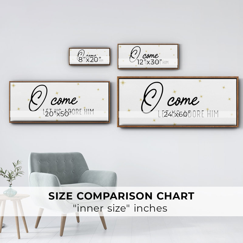 O Come- Framed Canvas, 8" H x 20" W