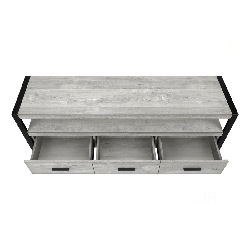 Contemporary 60 Inch TV Stand with Storage Drawers and Metal Frame, Ideal for Modern Living and Entertainment Centers, Gray